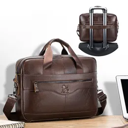 Bortkörningar Laoshizi Men's Business Leather Portcase Luxury Crossbody Bag Fashion Cowhide Shoulder Messenger Handväska 15,6 tum 230909