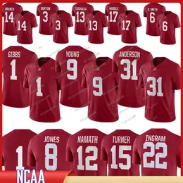 NCAA 9 Bryce Young Alabama Crimson College Football Jerseys Will Anderson Jr. Joe Namath Jahmyr Gibbs McCarron Ty Simpson American College