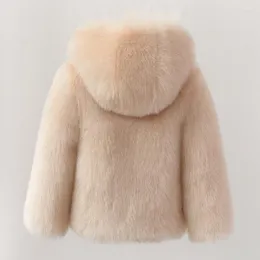 Down Coat Kids Winter Fur Hooded Jacket Girls Warm Loose Faux Princess Cotton