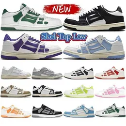 des chaussures luxe designer skel-top baixo sapatos casuais esqueleto ossos corredor topo baixo skel esqueleto mulheres homens esportes retro tênis preto branco couro genuíno rendas até