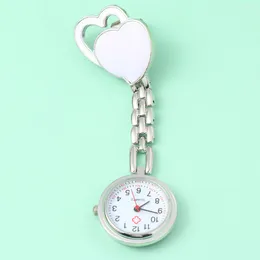 Pocket Watches Dractable Watch Portable Clip on Heart With For (White)