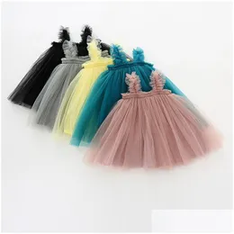 Flickor klänningar baby sling spetsklänning barn agaric mesh tutu prinsessan sommarbutik barn kläder 6 färger c5745 droppleverans kompis DHGWRWR