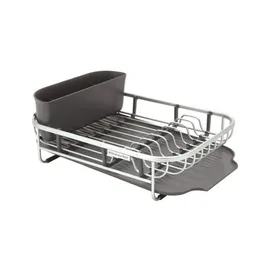 Aluminum Space Saving Dishrack in Charcoal Gray