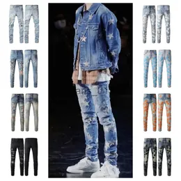 Mens Jeans Nya Miri Jeans Mens Designer Jeans Högkvalitativa modemän Jeans Cool Style Luxury Designer Denim Pants Distessed Ripped Biker Black Blue Jean Slim Fit M