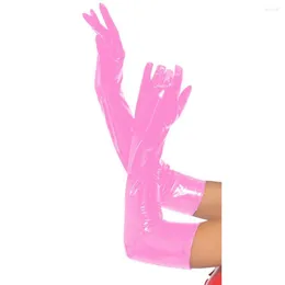 Party Supplies Glossy LaTex PVC Leather Gloves Hip-Jazz Outfit Bright Long Emulation Over Elbow Cosplay Female Night 7xl