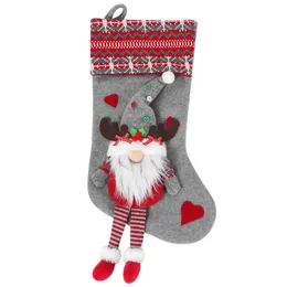 Dekoracje świąteczne świąteczne pończochy worek świąteczny prezent Bag Bag Noel Dekoracje świąteczne do domu Navidad 2024 rok Sock Christmas Tree Decor 230911