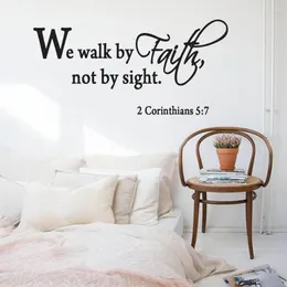 Wall Stickers Bible Scriptures Sticker We Walk By Faith Not Sight 2 Corinthians 5:7 Decal For Bedroom Living Room Decor B015