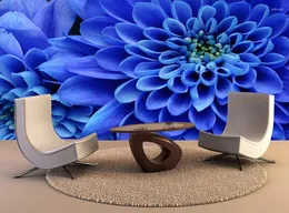 Wallpapers personalizado papel de parede murais close-up flor azul auto adesivo adesivo papel arte pintura sala de estar