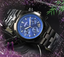 Relógio masculino de seis agulhas Lumious Quartz Cronômetro Mecânico Movimento Automático Relógio Cronógrafo de Luxo Sólido Fino Banda de Aço Inoxidável Relógios de Design de Caixa Especial