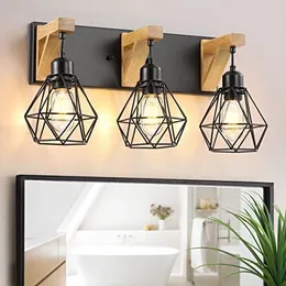 3-светильник для ванной комнаты в фермерском доме, деревянные светильники для ванной комнаты над зеркалом, настенное освещение в деревенском стиле с элегантными металлическими лампами