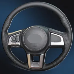 Capa de volante de carro em couro legítimo preto faça você mesmo para Subaru Legacy 2016 Outback 2015 2016 XV Forester Interior176y
