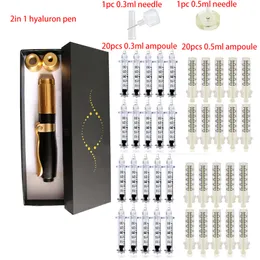 2 cali 1 pióro hyaluronowe do pistoletu mezoterapii z 40pcs 0,3 ml 0,5 ml Ampoule Head for Beauty Mesogun Adapter