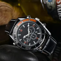 Top VK Chronograph Quartz Watch for Mens Stainsal Steel Wristwatch Leather Strap Men Monaco Sport Watches Orologio di lusso230b