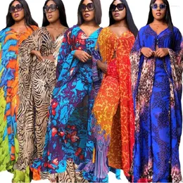 Ethnic Clothing African Dashiki Abaya Fashion Chiffon Fabrics Print Long Dress Free Size Trousers Two Piece Set