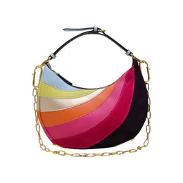 Nano Borse Borsa hobo a righe arcobaleno Borsa a tracolla con catena a mezzaluna Borsa a tracolla in vera pelle Borsa firmata Borsa tote Mini Borse Borsa regalo da donna