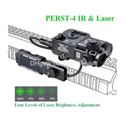 PERSt-4 IR-laser PEQ Grön synlig omfattning med KV-5PU-tråd Remote Switch Zero Brightness Justerbar Airsoft Tactical Weapon Light Hunting Rif