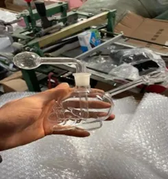 Mini cam yağ brülörü bong nargile su boruları taşınabilir kalın pyrex net başlık geri dönüşümlü dab teçhizat el bongs sigara içmek