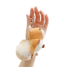 Plush Keychains 13cm Squirrel Keychain Metal Buckle Cute Animal Doll Plushie Hanging Ornament Stuffed Backpack Pendant 230911
