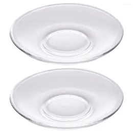 Cups Saucers 2pcs Clear Glass Saucer Round Plate Decorative Coffee Snack Serving Dish