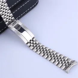 20 mm 21 mm Lujo 316L Acero inoxidable Sólido Extremo curvo Eslabones de tornillo Correa Pulsera Jubileo con cierre de ostra para Master II DateJust285K