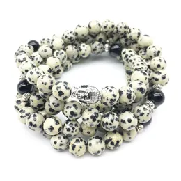 Beaded SN1238 till försäljning kvinnor Buddha armband mode dalmatian jasper 4 wrap 108 mala energy smycken droppleverans armband dhgarden dhl5g