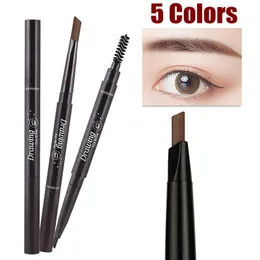 Eyebrow Enhancers 5 Colors Natural Makeup Double Heads Automatic Pencil Waterproof Longlasting Easy Ware Pen with Brush 230911