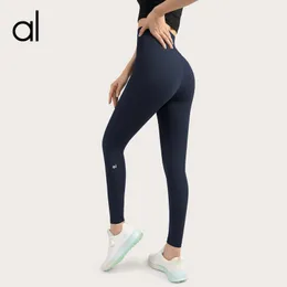 AL Damen-Yogahose, Push-Ups, Fitness-Leggings, weiche, hohe Taille, Hüftlift, elastische T-Linie, Sporthose mit Logo