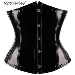 Corsetto sottoseno nero fetish gotico PVC vinile bustier con lacci Top punk S-2XL Body Shaper2299