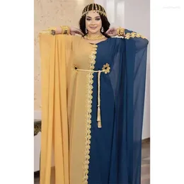 Roupas étnicas Elegante Dubai Abaya Turki Muçulmano Sifon Gaun Maxi Pakaian Islam Afrika Elegan Untuk Wanita Boubou Jubah Alkilaba Femme