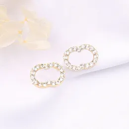 2023 New 18K Gold Plated 925 Silver Luxury Letters 스터드 브랜드 디자이너 기하학적 유명한 여성 Crystal Rhinestone Pearl Earring Jewelry