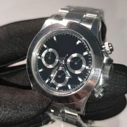 Topp klassiska lyxiga herrklocka Silver Black Dial 40mm Steel Bezel Cal.4130 Automatisk rörelse 904 Rostfritt stålarmband 12,3 mm tjocklek