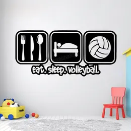 Wall Stickers Volleyball Eat Sleep Play Decal Volley Decor Sport Kids Teens Room B025