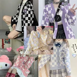 Women's Knits & Tees Sanrioed V Neck Kawaii Sweater Women Winter Pull Femme Anime Cute Kuromied Coat Cartoon My Melodyed Plai252f