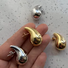 Orecchini a bottone di design Big Waterdrop in acciaio inossidabile per donna Minimalista semplice gioielli impermeabili leggeri G239116PE-3