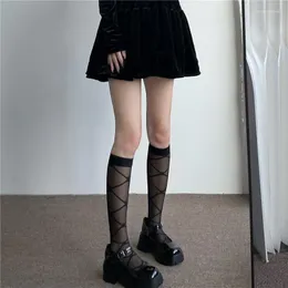 Women Socks Summer Ultra-Thin Nylon Long Stockings JK Black White Knee High College Style Japanese Kawaii Lolita Girls