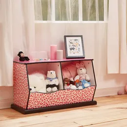 Teamson 3 59-галлонный ящик для хранения игрушек из дерева и металла, розовый и черный
