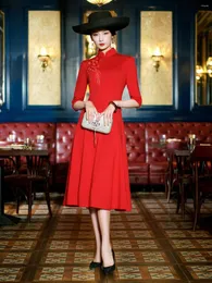 Abbigliamento etnico Abiti da sera Qipao Abito cheongsam ricamato rosso di grandi dimensioni Sposa cheongsam tradizionale cinese orientale