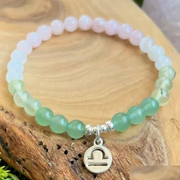 Strands di perline Mg1759 6 mm Madagascar Rose Quartz Aventurine Green Aventurine Prehnite Rainbow Moonstone Cristalli di pietra per bracciale Deli consegna dhgarden dhgmk