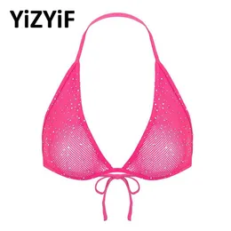 Bras Women Triangle Bra Tops błyszczącego norcestone szyja pusta kubki na rycnę miękkie wygodne seksowne balette244l