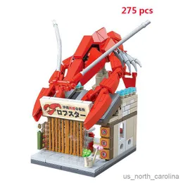 Blocks Retail Store Architecture City Miniature Street Building Blocks House Food Shop Cafe Dinner Restaurant Model Toys R230911