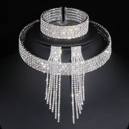 Set di gioielli da sposa Classico elegante nappa cristallo nuziale collana africana orecchini braccialetto WX081 230909