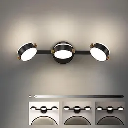 Bathroom Lights Over Mirror Black and Gold 3-Lights 360 Rotatable LED Bath Vanity Light Fixture - Modern 30W Dimmable 4000K Wall Mount La