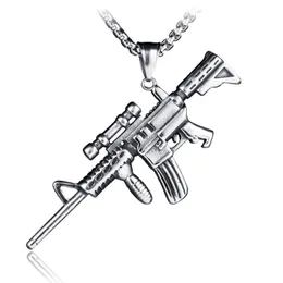 Update Stainless Steel Machine Gun Necklace Ancient Silver Pendant Chains Hip Hop Necklaces Fashion Jewelry for Women Men Gift