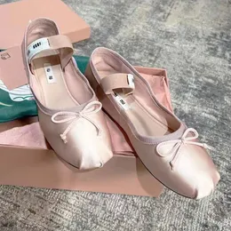 LUXURY Paris Ballet Fashion Designer Professional Dance Shoes Satin ballerinas mm Platform Bowknot Shallow Mouth Single Shoe flat sandals for women 35-40