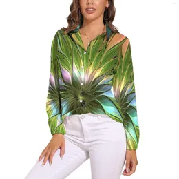 Kadın bluzları Aydınlık Fantezi Çiçek Bluz Özet Çiçek Baskı Güzel Tasarım Kadınlar Uzun Kollu Sokak Giyim Gömlekleri Büyük boy üstler