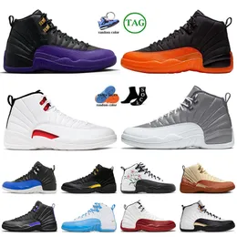 Jumpman 12 12s Brilhante Laranja Tênis de Basquete Campo Roxo Preto Táxi Universidade Ouro Cereja Twist Gamma Azul Fiba Playoffs OG Tênis Esportivos Treinadores Mens