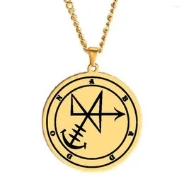 قلادات قلادة مصقولة بدقة قلادة من Abaddon Sigil Demon Charm Talisman Talisman Laser Cut Stainless Steel Necklace