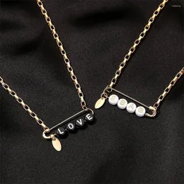 Pendant Necklaces Creative LOVE BABE Letter Pin Necklace For Women Girls Fashion Clavicle Chain Geometric Jewelry Accessories Gift