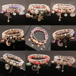 Bracciale con perline di vetro, moda versatile, stella, luna, cristallo, coppia, studente, 2023, regalo per amici