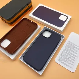 iPhone 15の革の磁気電話ケース14 14 Pro Max Case Magsafe PU革携帯電話の公式小売パッケージと互換性